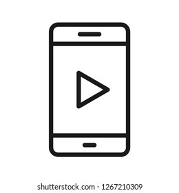 Media on mobile device. Simple line icon. Isolate on white background. Vector.