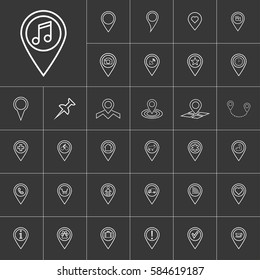 media pin. map pin icon set  for web and mobile application