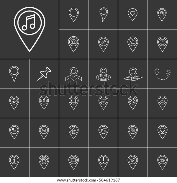 media pin. map pin icon set  for web and
mobile application