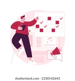 Media planning abstract concept vector illustration. Media representation control, reach your client, best plan for your brand, maximize engagements and ROI, run an advertisement abstract metaphor.