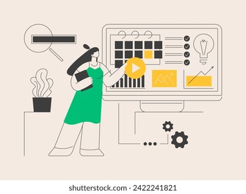 Media planning abstract concept vector illustration. Media representation control, reach your client, best plan for your brand, maximize engagements and ROI, run an advertisement abstract metaphor.
