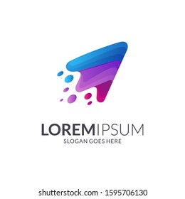 Media play 3d logo design, fast video player logo, Motion up arrow logo template