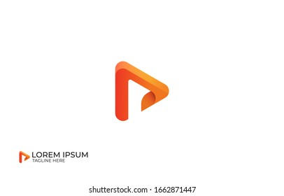 Media play 3d Logo icon design element