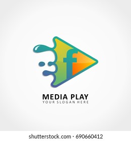 Media Play Application Splash with letter F