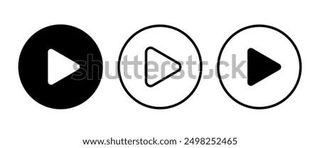 Media Play button Icon, Music, VDO Playing symbol, Outline icon set for Multimedia, Audio graphic elements design in Modern Minimal style, vector stock, (Editable EPS)