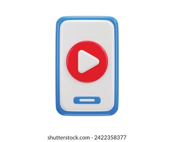media play button icon with phone video icon 3d rendering vector illustration