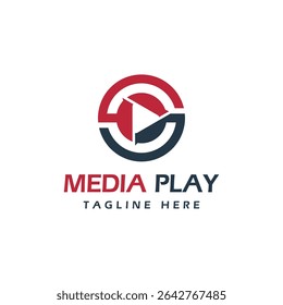 media play button logo design concept creative modern minimal 