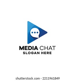 Media Play Chat Gradient Logo Icon Template