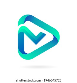media play check logo vector icon