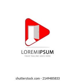 
Plantilla de diseño de logotipo de Media Play Concept con puerta abierta