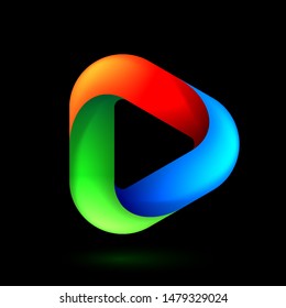 Media Play Icon for Technology Design with Colorful Style Concept. Template Digital Logo with Player Concept. Play icon with Rounded Corners