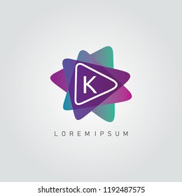 Media Play K Letter Logo, Modern Technology Design