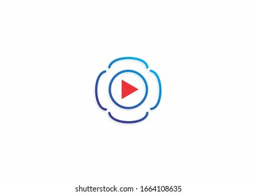 Reproducción multimedia con plantilla de diseño de logotipos de conceptos de línea