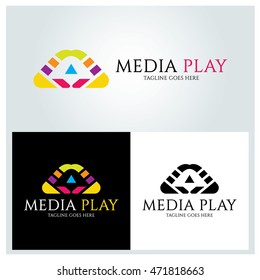 media play logo design element ,Video app logo design concept ,Vector illustration 