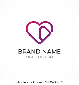 media play logo design. sign icon logo vector. music heart concept logo 
