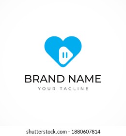 media play logo design. sign icon logo vector. music heart concept logo 