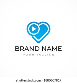 media play logo design. sign icon logo vector. music heart concept logo 
