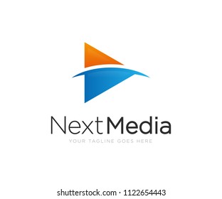Media Play Logo Design Template Vector