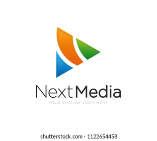 Media Play Logo Design Template Vector
