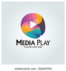 Media play logo design template ,Vector illustration