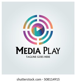 Media Play logo design template ,Colorful logo ,Vector illustration