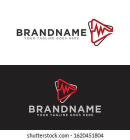Media play logo icon. Play music logo illustration. Trending design media logo.