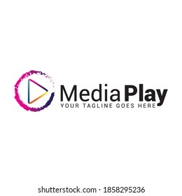 Plantilla vectorial de icono del logotipo de reproducción de medios.
