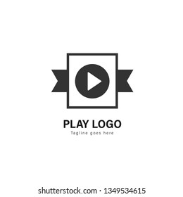 Media play logo template design. Media play logo with modern frame isolated on white background