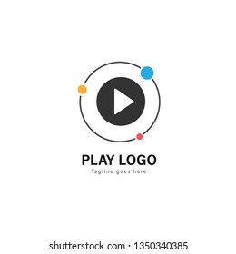 Media play logo template design. Media play logo with modern frame isolated on white background