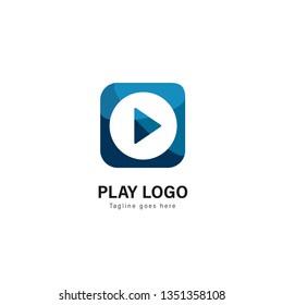 Media play logo template design. Media play logo with modern frame isolated on white background