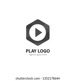 Media play logo template design. Media play logo with modern frame isolated on white background