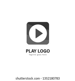 Media play logo template design. Media play logo with modern frame isolated on white background