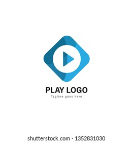 Media play logo template design. Media play logo with modern frame isolated on white background