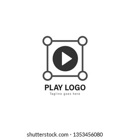 Media play logo template design. Media play logo with modern frame isolated on white background