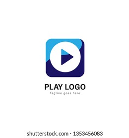 Media play logo template design. Media play logo with modern frame isolated on white background