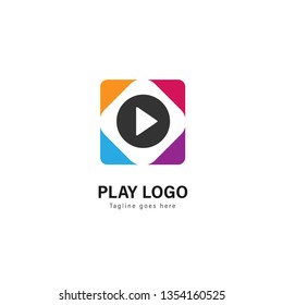 Media play logo template design. Media play logo with modern frame isolated on white background