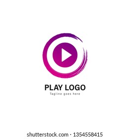 Media play logo template design. Media play logo with modern frame isolated on white background