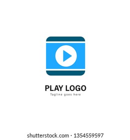 Media play logo template design. Media play logo with modern frame isolated on white background
