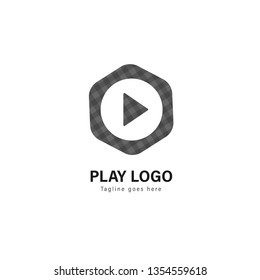 Media play logo template design. Media play logo with modern frame isolated on white background