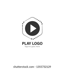 Media play logo template design. Media play logo with modern frame isolated on white background