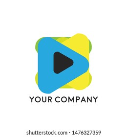 Media Play Pixel Logo Design Template, Music Store