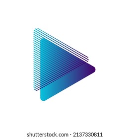 Media Play Pixel Logo Design Template with line shading