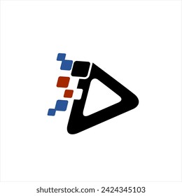 Media Play Pixel Logo Design Template