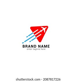 Media Play Plane Pixel Logo Design Template