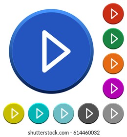 Media play round color beveled buttons with smooth surfaces and flat white icons