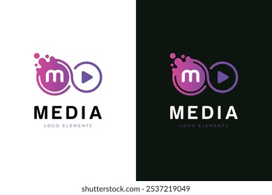 Design de logotipo de estúdio de fluxo de mídia com conceito gráfico de círculo infinito para símbolo de canal, modelo de logotipo de vetor de aplicativo de reprodutor de vídeo