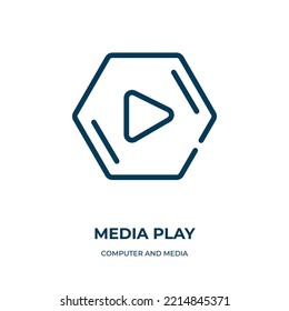 Media play symbol icon. Linear vector illustration from computer and media collection. Outline media play symbol icon vector. Thin line symbol for use on web and mobile apps, logo, print media.