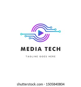 Media Play Technology Logo Template Design Vector