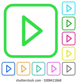 Media play vivid colored flat icons in curved borders on white background