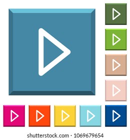 Media play white icons on edged square buttons in various trendy colors